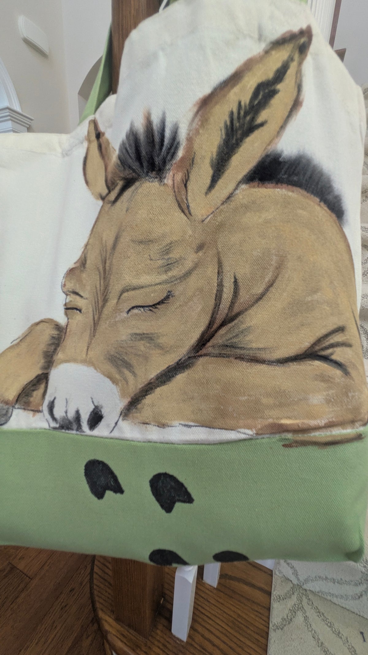 Hand Painted Donkey Tote Bag | Cute Farm Animal Canvas Bag | Unique Gift for Donkey Lovers