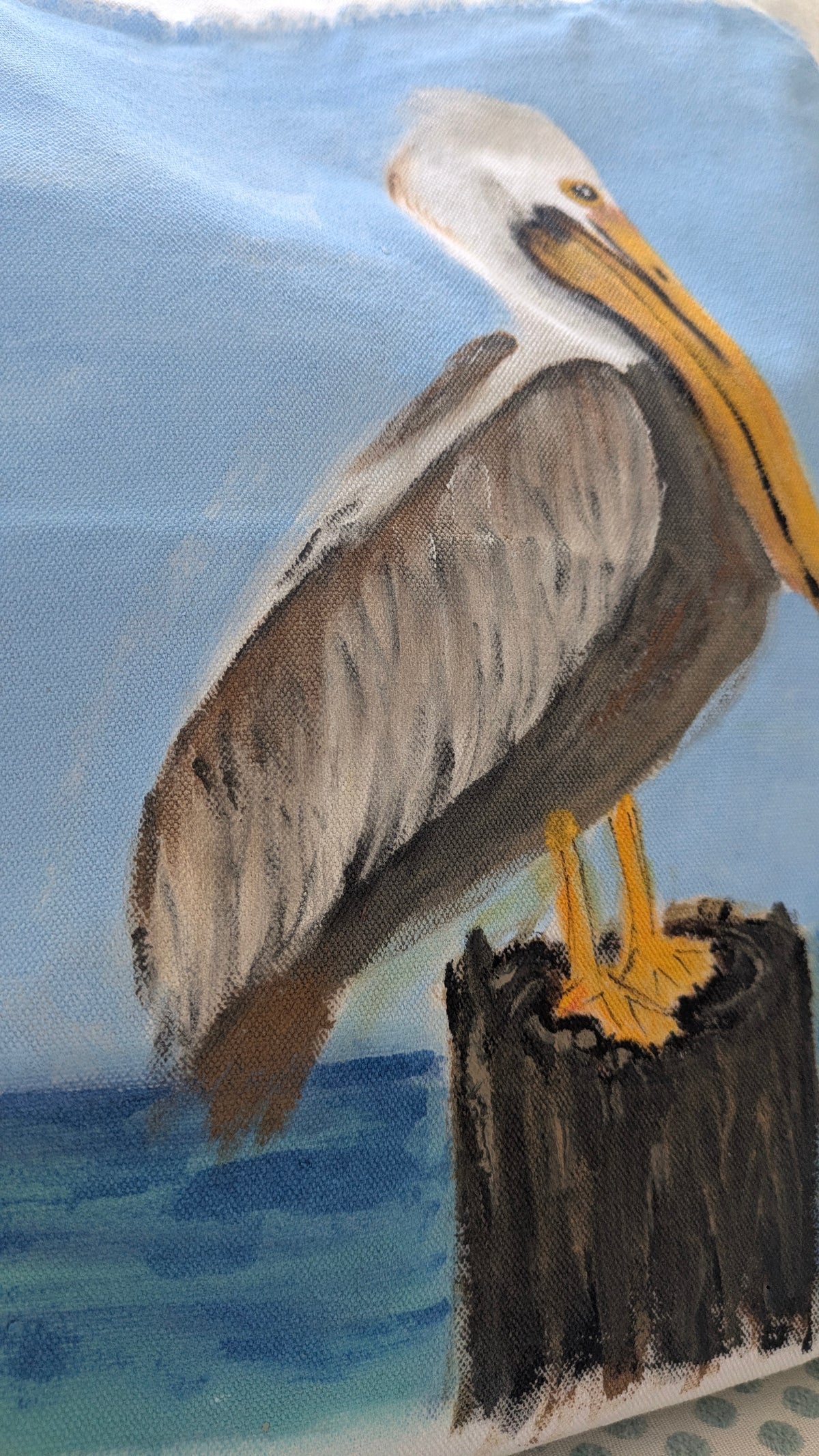 Hand Painted Pelican Tote Bag | Coastal Bird Canvas Bag | Beach Lover Gift