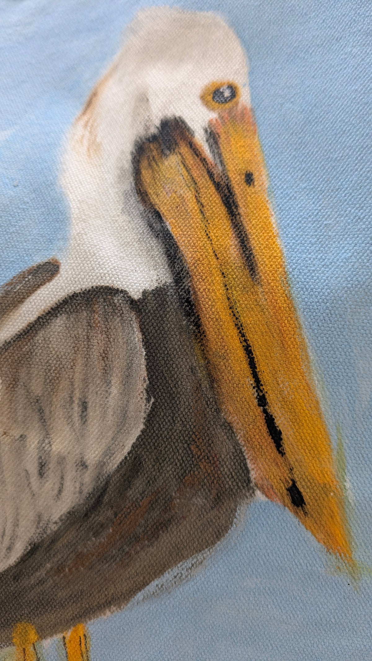 Hand Painted Pelican Tote Bag | Coastal Bird Canvas Bag | Beach Lover Gift