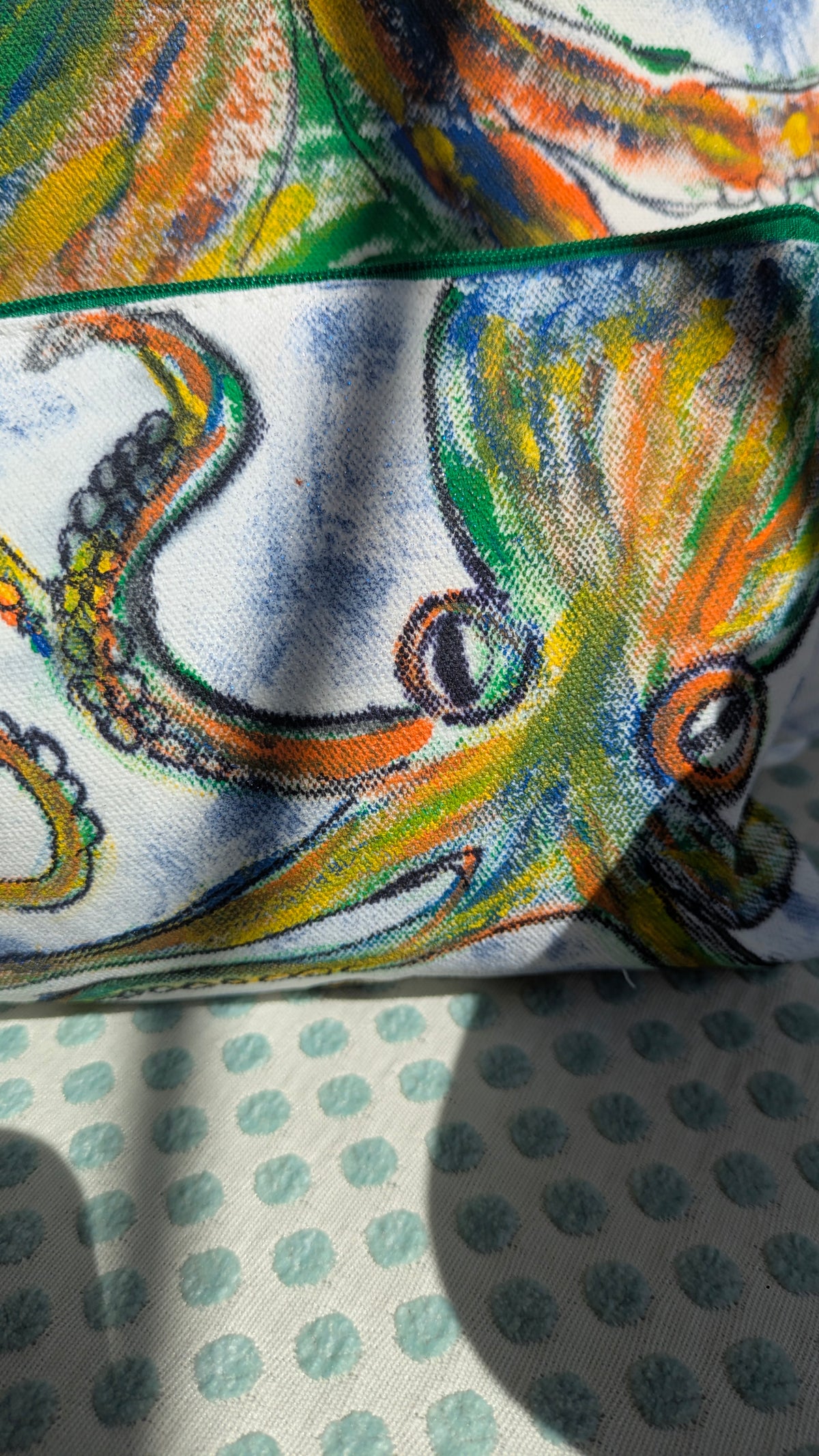 Hand Painted Octopus Tote Bag Set | Ocean Canvas Bag with Matching Pouch & Handmade Charms