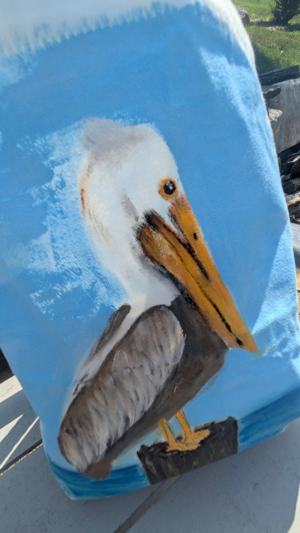 Hand Painted Pelican Tote Bag | Coastal Bird Canvas Bag | Beach Lover Gift