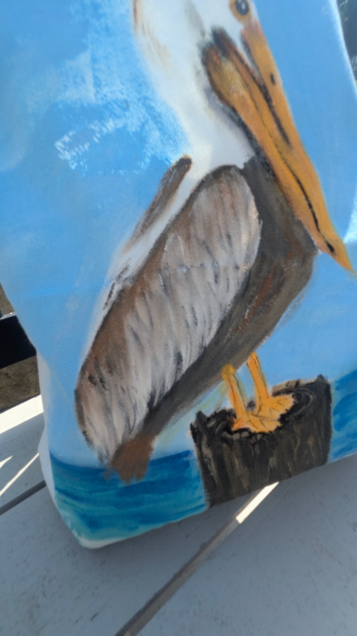 Hand Painted Pelican Tote Bag | Coastal Bird Canvas Bag | Beach Lover Gift