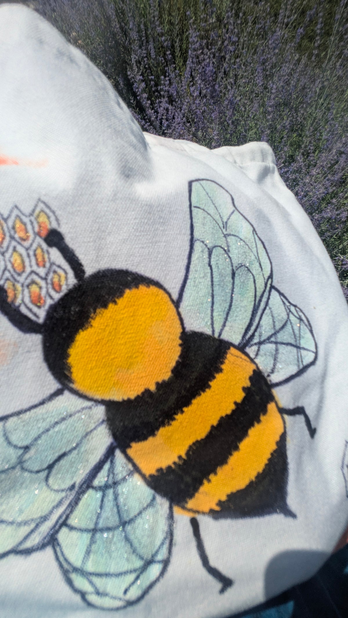 Hand Painted Bumblebee Tote Bag Set with Matching Accessory Pouch | Cute Bee Gift