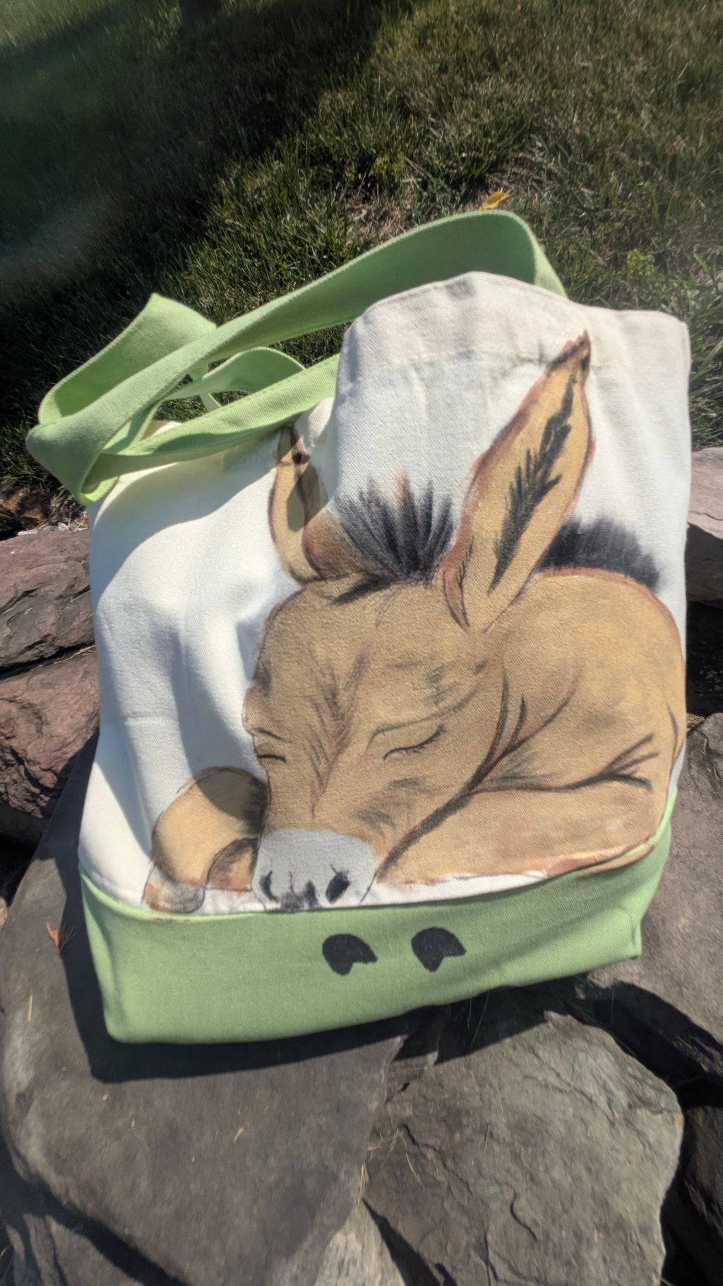 Hand Painted Donkey Tote Bag | Cute Farm Animal Canvas Bag | Unique Gift for Donkey Lovers