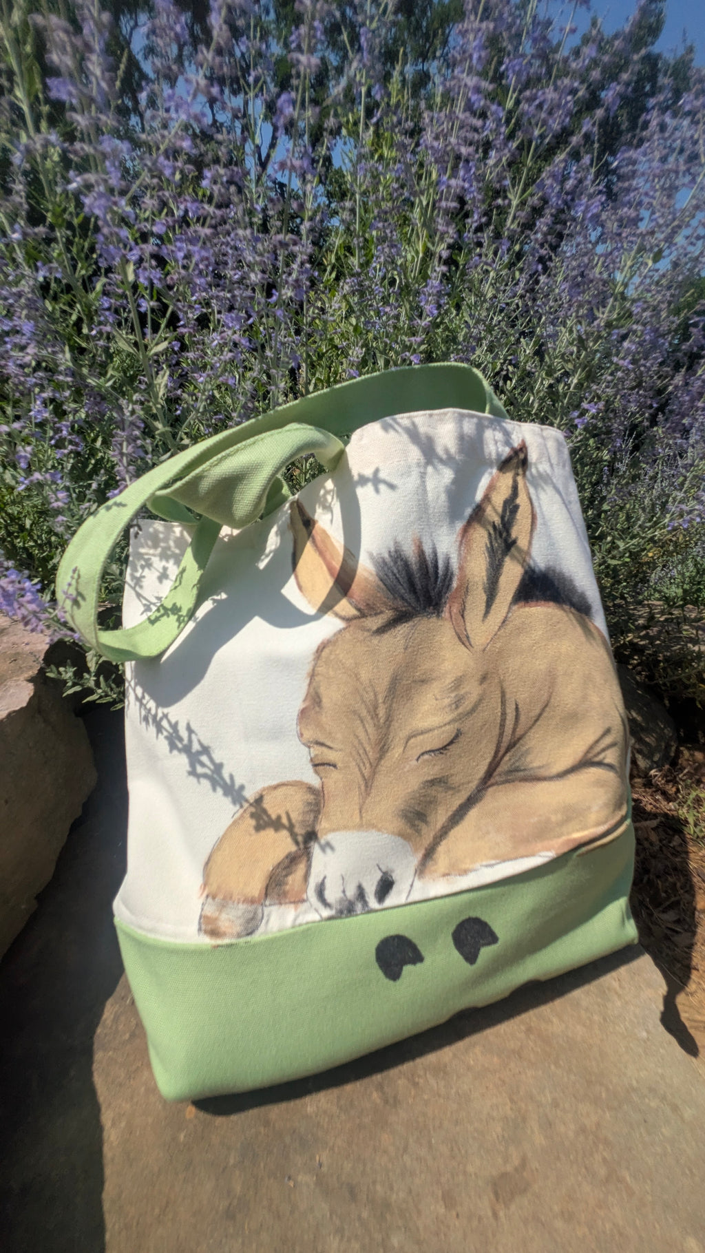 Hand Painted Donkey Tote Bag | Cute Farm Animal Canvas Bag | Unique Gift for Donkey Lovers