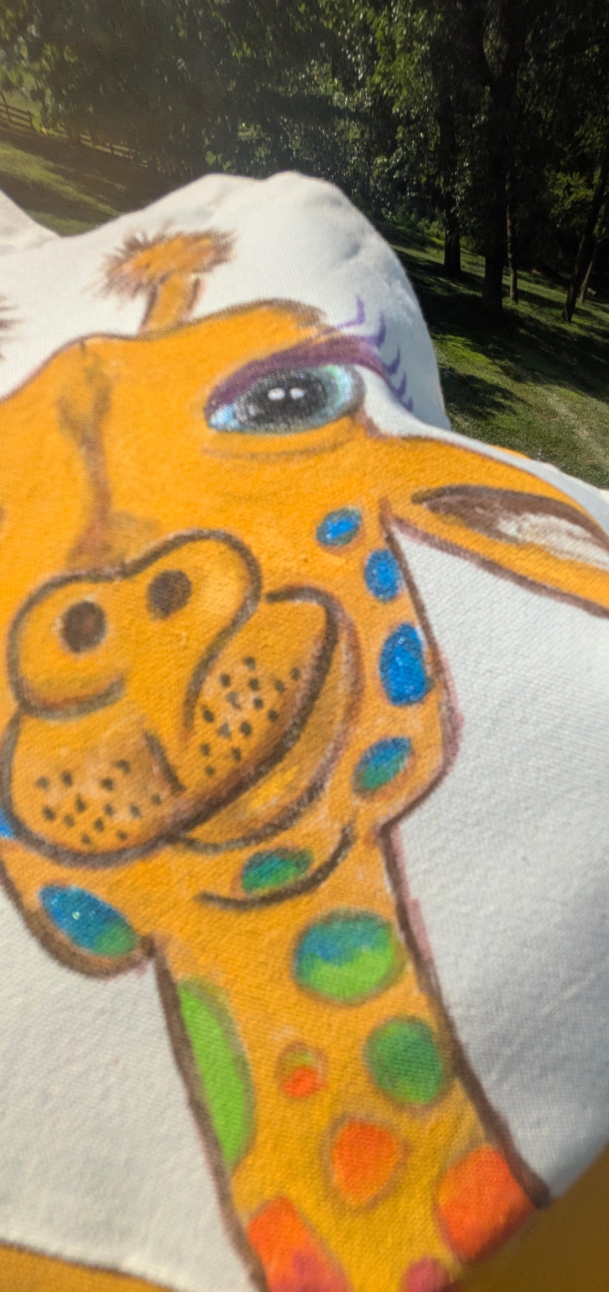 Hand Painted Giraffe Tote Bag | Colorful Rainbow Spotted Giraffe Canvas Bag | Unique Gift for Animal Lovers