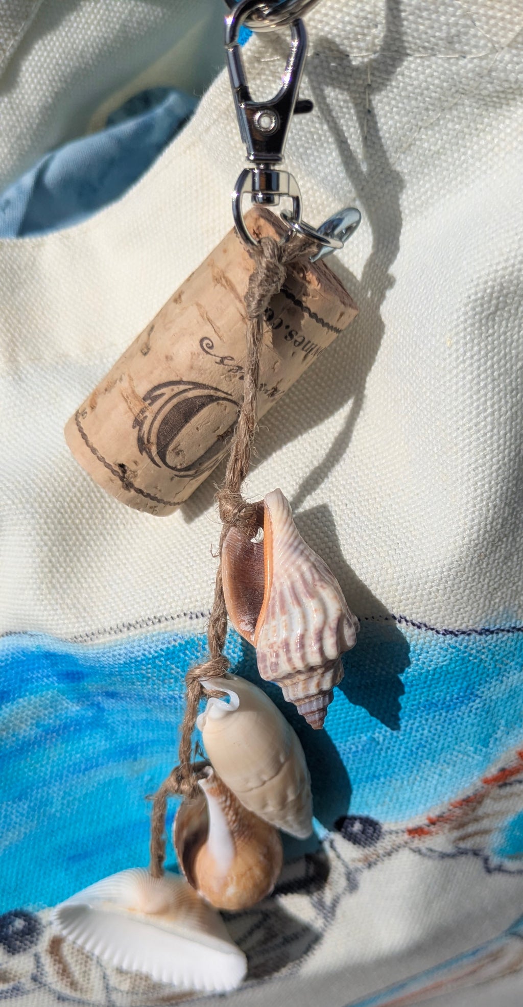 Hand Painted Lighthouse Beach Tote Bag Set | Coastal Canvas Bag with Matching Pouch & Charm